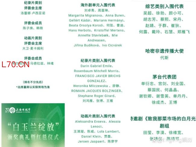 白玉兰颁奖礼 群星璀璨角逐视帝视后